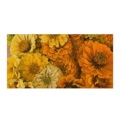 Yellow Zinnias Satin Wrap by bloomingvinedesign