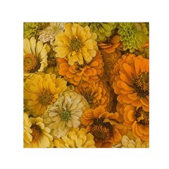 Yellow Zinnias Small Satin Scarf (square) by bloomingvinedesign