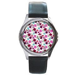 Stars Pattern Round Metal Watch