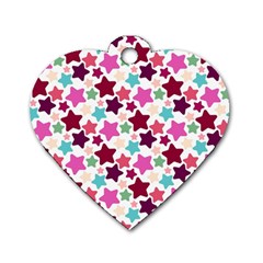 Stars Pattern Dog Tag Heart (One Side)