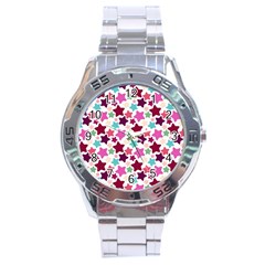 Stars Pattern Stainless Steel Analogue Watch