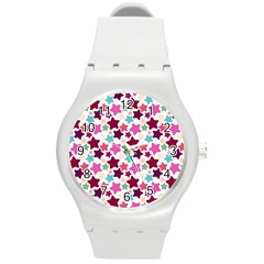 Stars Pattern Round Plastic Sport Watch (M)