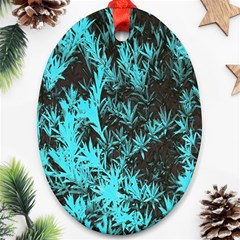 Blue Etched Background Ornament (Oval)