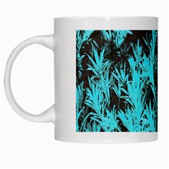 Blue Etched Background White Mugs