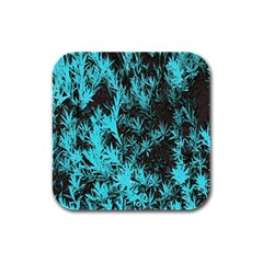 Blue Etched Background Rubber Square Coaster (4 pack) 