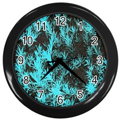 Blue Etched Background Wall Clock (Black)