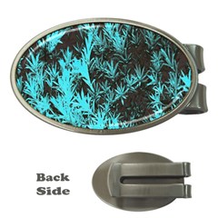 Blue Etched Background Money Clips (Oval) 