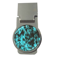 Blue Etched Background Money Clips (Round) 