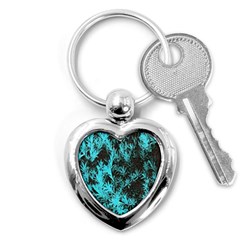 Blue Etched Background Key Chains (Heart) 