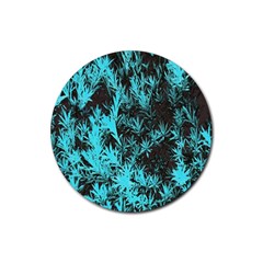 Blue Etched Background Rubber Round Coaster (4 pack) 