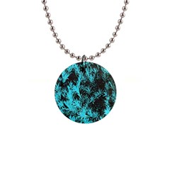 Blue Etched Background 1  Button Necklace