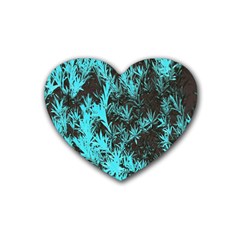 Blue Etched Background Rubber Coaster (Heart) 