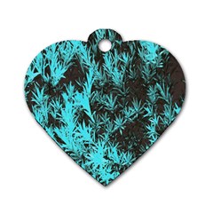 Blue Etched Background Dog Tag Heart (One Side)