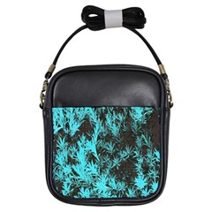 Blue Etched Background Girls Sling Bag