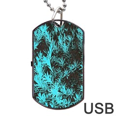 Blue Etched Background Dog Tag USB Flash (One Side)