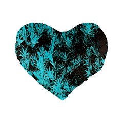 Blue Etched Background Standard 16  Premium Flano Heart Shape Cushions