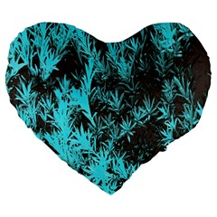 Blue Etched Background Large 19  Premium Flano Heart Shape Cushions