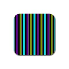 Retro Stripe 1 Vertical Retro Stripe 1 Rubber Square Coaster (4 Pack)  by dressshop