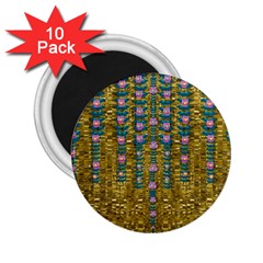 Gold Jungle And Paradise Liana Flowers 2 25  Magnets (10 Pack)  by pepitasart