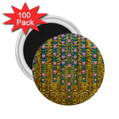 Gold Jungle And Paradise Liana Flowers 2 25  Magnets (100 Pack)  by pepitasart