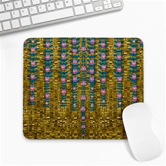 Gold Jungle And Paradise Liana Flowers Large Mousepads by pepitasart