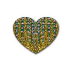 Gold Jungle And Paradise Liana Flowers Heart Coaster (4 Pack)  by pepitasart