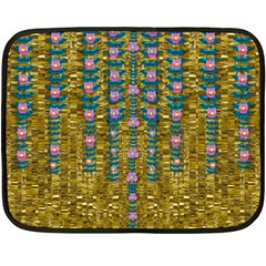 Gold Jungle And Paradise Liana Flowers Fleece Blanket (mini) by pepitasart