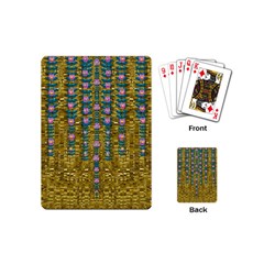 Gold Jungle And Paradise Liana Flowers Playing Cards (mini) by pepitasart