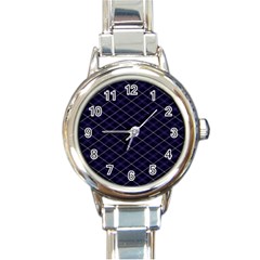 Blue Plaid  Round Italian Charm Watch by dressshop