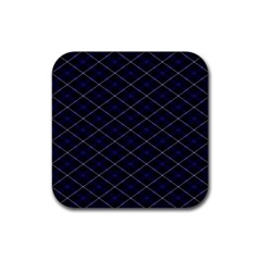 Blue Plaid  Rubber Coaster (square)  by dressshop