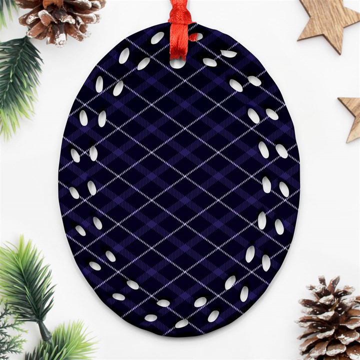 Blue Plaid  Ornament (Oval Filigree)