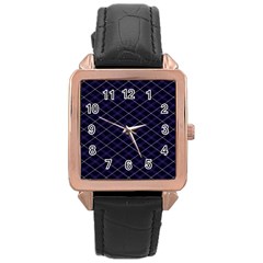 Blue Plaid  Rose Gold Leather Watch  by dressshop