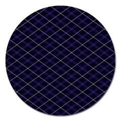 Blue Plaid  Magnet 5  (round) by dressshop