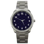 Blue Plaid  Sport Metal Watch Front