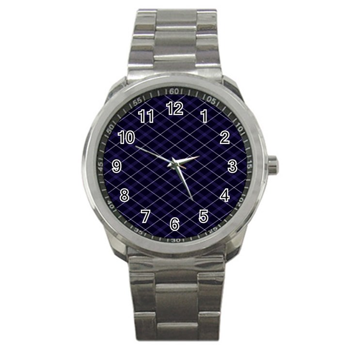 Blue Plaid  Sport Metal Watch