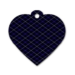 Blue Plaid  Dog Tag Heart (one Side) by dressshop