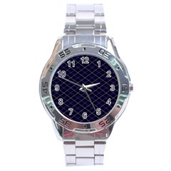 Blue Plaid  Stainless Steel Analogue Watch by dressshop