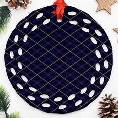 Blue Plaid  Ornament (round Filigree) by dressshop