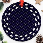 Blue Plaid  Round Filigree Ornament (Two Sides) Front