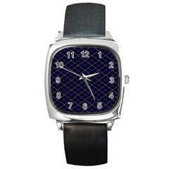 Blue Plaid  Square Metal Watch by dressshop