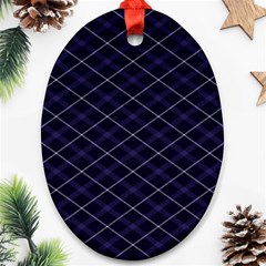 Blue Plaid  Oval Ornament (two Sides) by dressshop