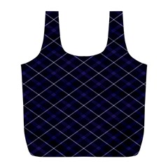 Blue Plaid  Full Print Recycle Bag (l) by dressshop