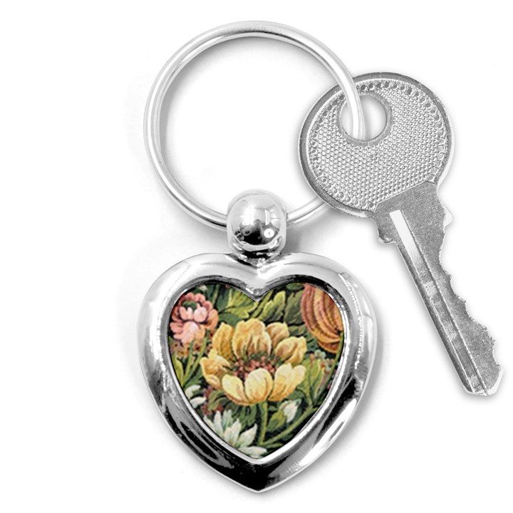 Retro Vintage Floral Key Chains (Heart) 