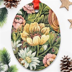 Retro Vintage Floral Oval Ornament (two Sides) by dressshop