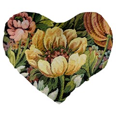 Retro Vintage Floral Large 19  Premium Heart Shape Cushions by dressshop