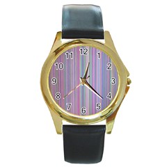 Broken Tv Screen Round Gold Metal Watch by dressshop