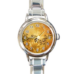 Wonderful Vintage Design With Floral Elements Round Italian Charm Watch by FantasyWorld7