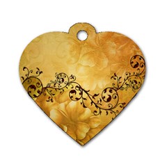 Wonderful Vintage Design With Floral Elements Dog Tag Heart (two Sides) by FantasyWorld7