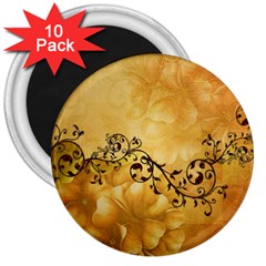 Wonderful Vintage Design With Floral Elements 3  Magnets (10 Pack)  by FantasyWorld7