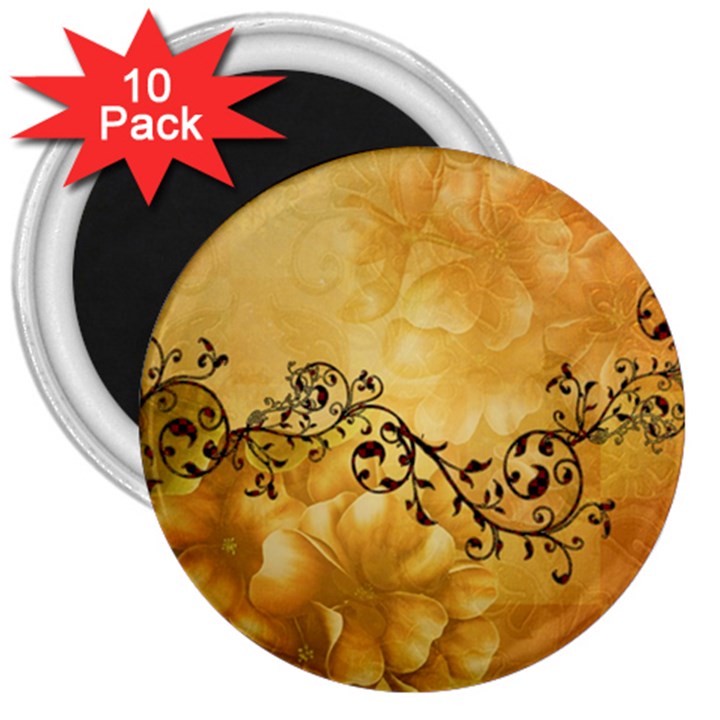 Wonderful Vintage Design With Floral Elements 3  Magnets (10 pack) 